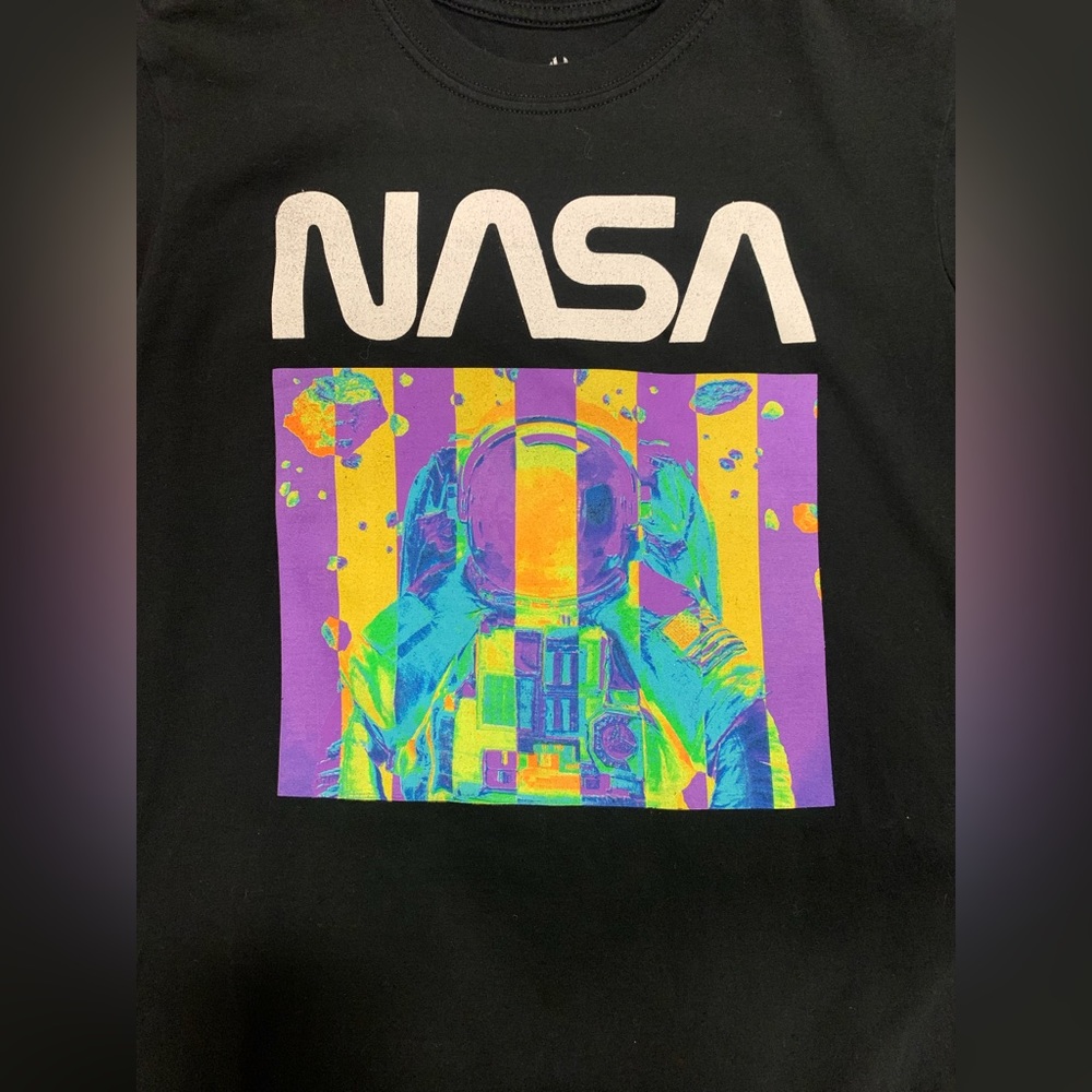 Unisex Hyper Space NASA Neon Astronaut Graphic T-shirt